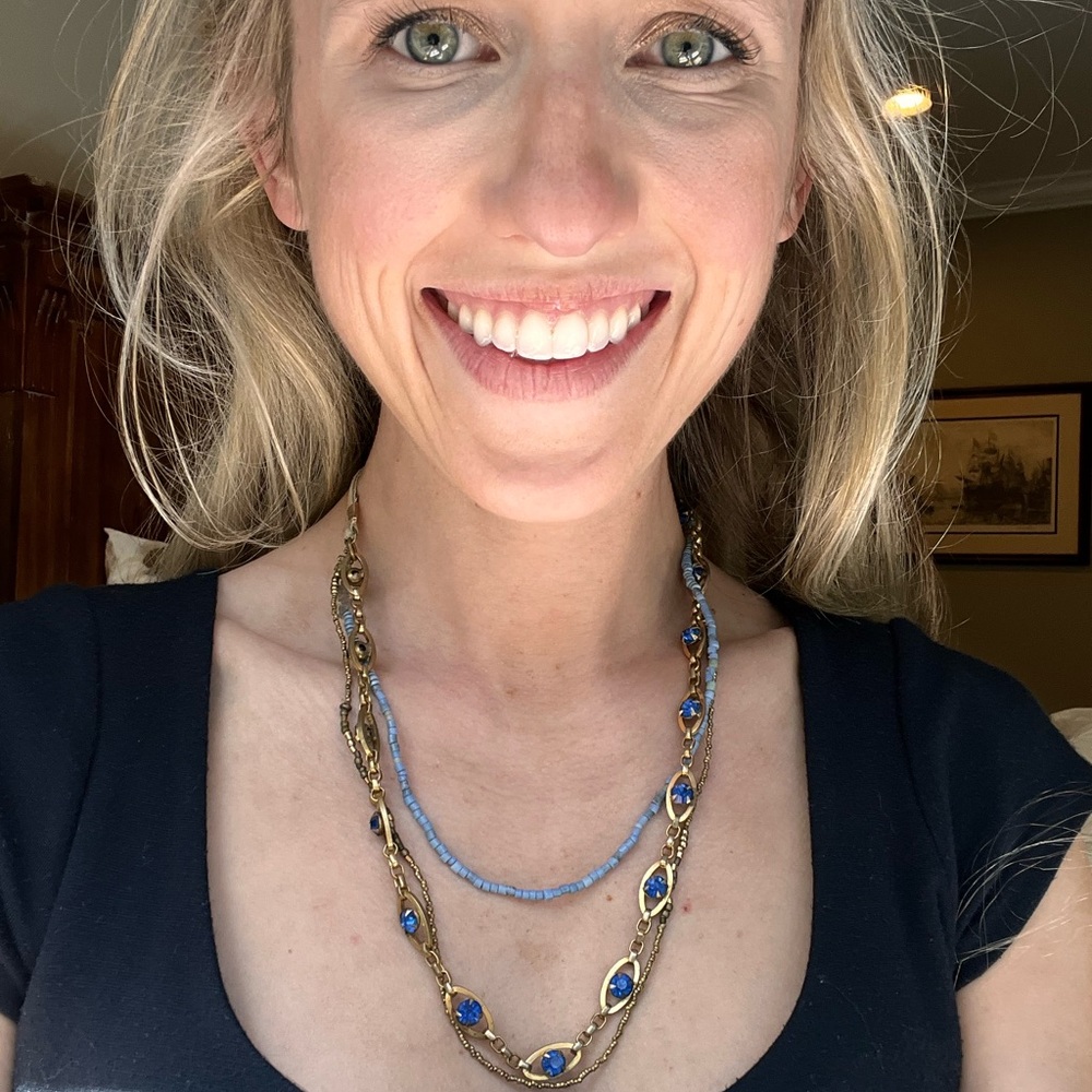 Antique chain royal blue necklace